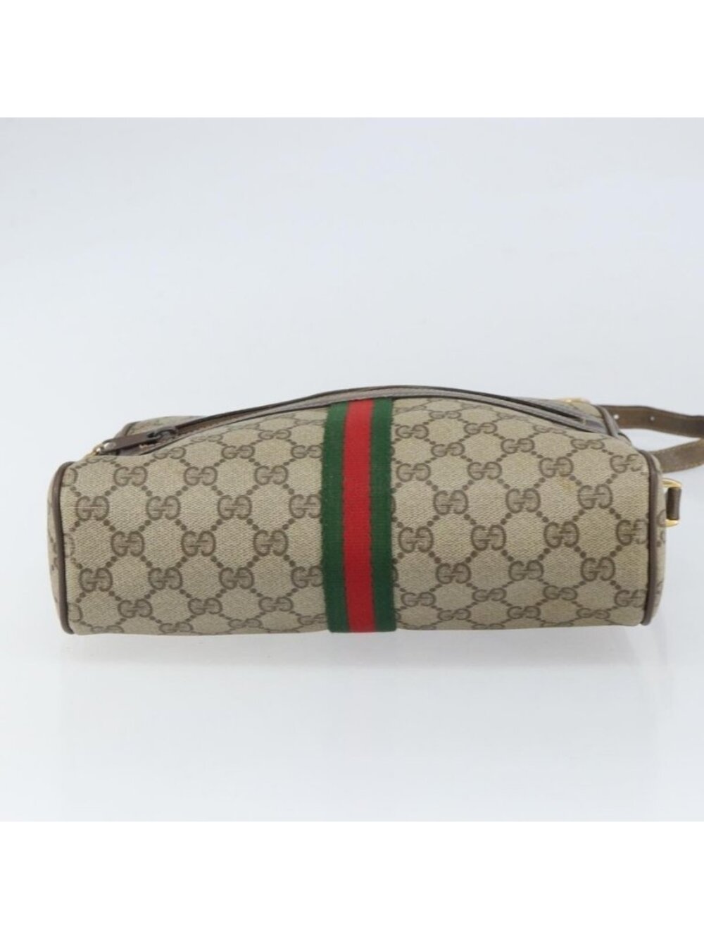 Authentic GUCCI GG Supreme Web Sherry Line Bag PVC Beige Gold 24 02 005 - Picture 12 of 16